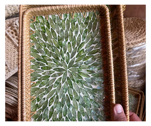 Cesta de Almacenamiento Redonda de Ratán Natural para Cocina, con Diseño de Hojas Verdes, Ecológica, Apilable, Decoración para el Hogar - Product Image 1
