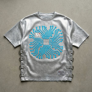 T-shirt streetwear futuriste surdimensionné à imprimé circuit, mode urbaine, coton premium, t-shirt technique MALUZA INDUSTRIES - Product Image 1