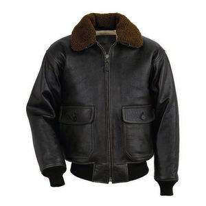 Veste bomber aviateur MICAH Premium marron foncé G-1 avec col en peau de mouton marron - Product Image 1