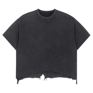 เสื้อยืดวินเทจทรงโอเวอร์ไซส์ผ้าคอตตอนหนาน้ำหนัก 280 กรัม ลายย้อมสีแบบไท-ได ลุคดิสเทรส แอซิดวอช ขอบดิบ สไตล์ไฮสตรีท สำหรับผู้ชาย - Product Image 1