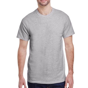 T-shirt en coton uni basique à col rond, coupe régulière, gris clair, pour hommes, femmes et garçons, confortable et doux - Product Image 1