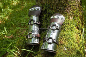 Brazales de cuero de acero medieval Totalmente funcional Antebrazo Guardia Armadura Cosplay Armadura de acero Brazales Protección Recreación - Product Image 6