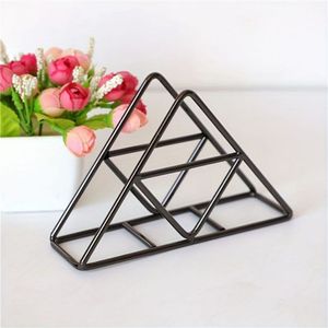 Metal Napkin <b>Holder</b> Triangle Grid Design Black Wire <b>Tissue</b> Organizer Modern Tabletop <b>Kitchen</b> Stand - Product Image 1