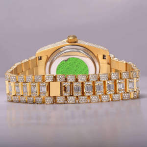 Fully Iced Out VVS Leb Grown Diamond Stainless Steel Customized Design Round Dial Hip Hop <b>Watches</b> For Men - Product Image 2