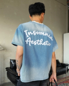 Vintage Washed Denim T Shirt Oversized Short Sleeve Cotton Tee Patchwork Number Graphic Streetwear Top - Product Image 2
