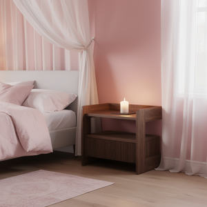 Mesa de Noche de Diseño Moderno Fabricada en Indonesia, Color Marrón Té, para Muebles de Apartamento y Muebles de Interior - Product Image 1