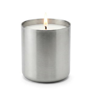 Pot à bougie vide en acier inoxydable avec couvercle, logo personnalisé, finition miroir argentée, récipient métallique rond pour la fabrication de bougies - Product Image 3