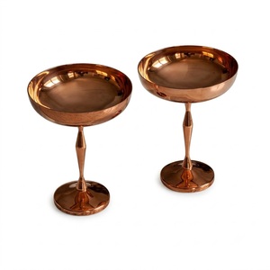 Bol à glace minimaliste moderne en cuivre, coupe à dessert en acier inoxydable or rose, gobelet métallique sur pied de luxe pour hôtel et restaurant - Product Image 5
