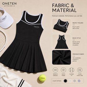 Robe de tennis sans manches pour femme avec logo personnalisé, jupe évasée extensible, short intégré, tenue de sport, fournisseur OEM - Product Image 4