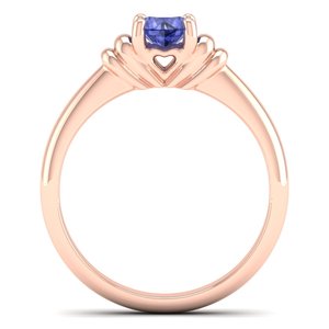 Bague solitaire pour femme REYES, nouveau design, or 14 carats, pierre de tanzanite ronde de 0,5 carat, certifiée GRA, bijoux en moissanite. - Product Image 4