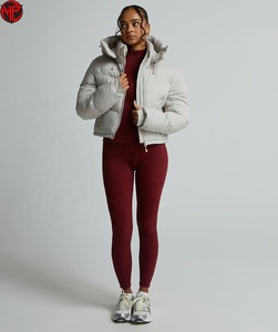 Chaqueta Acolchada de Invierno para Mujer, con Capucha, Impermeable, Transpirable, con Cierre, para Uso Casual, Chaqueta Corta Acolchada - Product Image 1