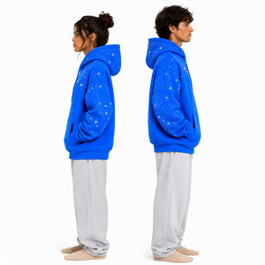 <b>Men</b> Women Rhinestone Hoodie Cotton Fleece <b>Pullover</b> Star Embellished Long Sleeve Casual Sweatshirt Wholesale B2B USA Market - Product Image 4