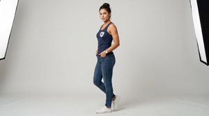 Women's <b>Navy</b> Blue Solid Knitted Tank <b>Top</b> Casual Scoop Neck Breathable Polyester/Cotton Fit - Product Image 4