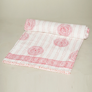 Handmade Organic Cotton Kantha <b>Quilt</b> Floral Printed Reversible Bohemian Fluffy Washable Bedspread for Home & Hotel Decor - Product Image 4