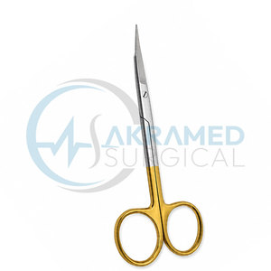 กรรไกรตัดกระจกตาแบบโค้ง รุ่นพรีเมียม Akramed Surgical TC ด้ามจับสีทอง ทำจากทังสเตนคาร์ไบด์ ชุดเครื่องมือผ่าตัดทั่วไป - Product Image 2