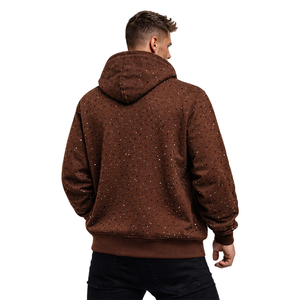 เสื้อฮู้ดซิปสีน้ำตาลแบบยูนิเซ็กซ์ ประดับคริสตัล ผ้าฟลีซสั่งทำพิเศษ ผ้าฝ้าย 100% ทรงโอเวอร์ไซส์ สไตล์ลำลอง สตรีทแวร์ มีกระเป๋าหน้า - Product Image 5