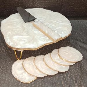 Resin Cake Stand Metal Base Handmade Dessert Server Dishwasher <b>Freezer</b> Safe Custom Size Cake Plate Wedding Party Centerpiece - Product Image 2