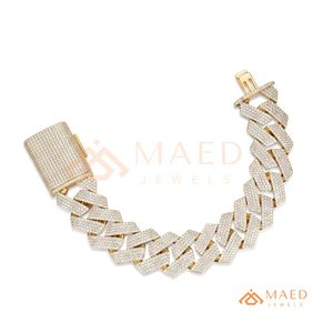 Gold Moissanite Fine Chain Link Bracelet Fashion Jewelry Daily Wear Gift Style For <b>Men</b> Women Los Angeles Trend - Product Image 5