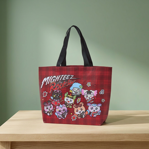 MIGHTEEZ กระเป๋าใส่ของแบบใช้ซ้ำได้ลายตารางสีแดงพร้อมลายการ์ตูนและธีมดนตรี - Product Image 2