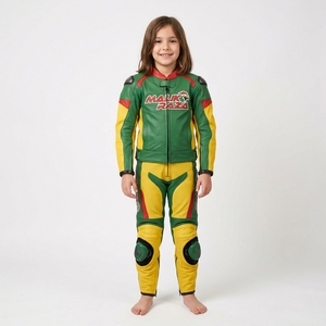 Combinaison de course moto en cuir véritable pour enfants, fabriquée à la main, ajustement personnalisé, équipement de protection pour jeunes - Product Image 5
