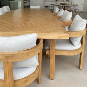 Juegos de Comedor de Madera/Aluminio OEM ODM, 4/6/8 Plazas, Muebles de Exterior/Interior, Mesa y Sillas, Cojines Personalizados + Colores + Tela + Tamaño - Product Image 6
