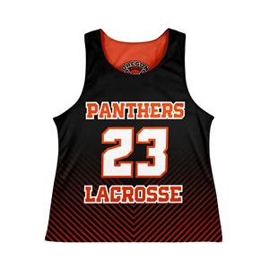 Débardeur de lacrosse Panthers pour femme, noir et orange, impression par sublimation, maillot de sport respirant - Product Image 1