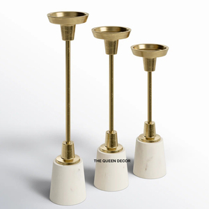 Chandelier doré simple en acier inoxydable, ensemble de trois pièces, finition polie brillante, design unique, pour bougies et comme porte-bougie de table à manger simple - Product Image 3