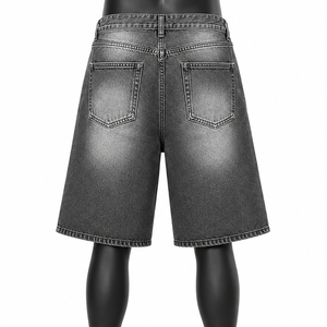 Pantalones Cortos de Mezclilla Negros Vintage para Hombre al por Mayor, 100% Algodón Orgánico, Largura hasta la Rodilla, Estilo Urbano, Ecológicos, Personalizados, Jorts - Product Image 2