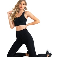Women Yoga Set Green Crop Top High Waist <b>Leggings</b> Seamless Spandex Polyester 2 Piece Activewear Full Length Solid Color - Product Image 5