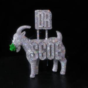 Pendentif Chèvre en Argent 925 et Moissanite, Breloque Animale Entièrement Sertie de Pierres, Plaqué Rhodium, Bijou Unisexe pour Cadeau de Fête - Product Image 1