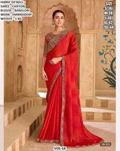 Aafreen Cutdana Embroidered Traditional Winter Party Women's Saree Wrinkle-Free Moisture-Wicking Sartin Chiffon for - Product Image 4