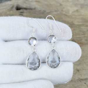 ต่างหูห้อยประดับพลอยไวท์โทแพซ เงินแท้ 925 ทำมือ ดีไซน์หรูหรา เหมาะสำหรับงานปาร์ตี้ ของขวัญวันครบรอบแทนความรัก - Product Image 3