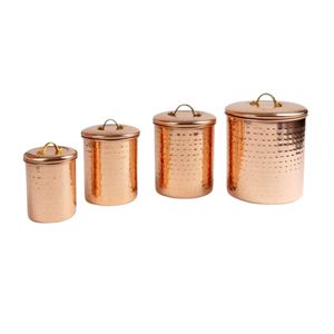 Juego de Recipientes de Cobre Martillado al por Mayor, Frascos Metálicos para Almacenamiento de Cocina con Tapas, Contenedores para Alimentos y Decoración del Hogar - Product Image 3