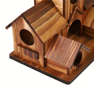 Mangeoire à oiseaux créative de luxe en bois rond, mangeoire à oiseaux en bois massif en nid d'abeille pour jardin extérieur, vente directe d'usine 700g - Product Image 2