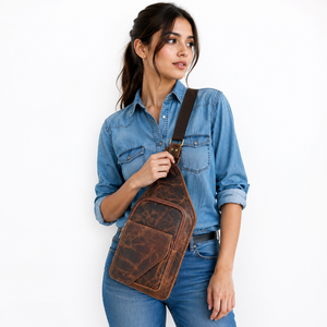 Hot Sale Stylish Unisex Genuine Leather Shoulder Travel Bag Handbag Multi Uses Money Bag Stylish Useful Bags - Product Image 5