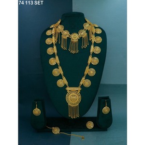 Joyería de imitación Mahavir para mujer, conjunto geométrico étnico de aleación chapada en oro, regalo de boda, compromiso, fiesta, aniversario - Product Image 1