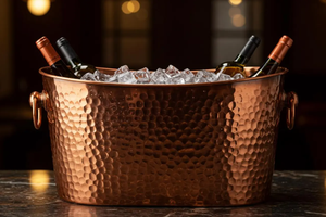 Seau à glace au design attrayant, en acier inoxydable, avec couvercle en cuir, refroidisseur et glacière à vin durables - Product Image 2