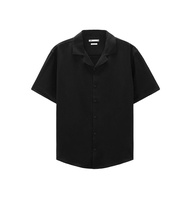 Chemises pour hommes à col cubain respirantes et douces, logo personnalisé, coupe ample, style streetwear, coton, chemises pour hommes
