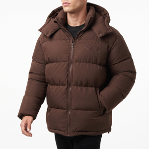 Men's Thick Padded <b>Winter</b> <b>Coat</b> <b>Hooded</b> Quilted Full Zip Jacket Warm Regular Fit Casual Outdoor Wear Custom Embroidery Front Logo - Product Image 6