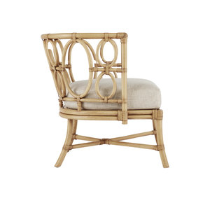 Fauteuil en rotin naturel, chaise d'appoint en osier avec dossier circulaire décoratif et coussin pour salon, mobilier de maison - Product Image 3