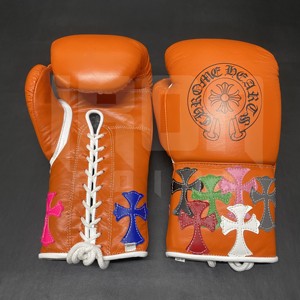 ถุงมือชกมวยสีส้มแบบปรับแต่งได้ รุ่น Winning Laced Gold หนังวัวคุณภาพสูง บุหนา 4 ชั้น ระบายอากาศได้ดี ซับเหงื่อ - Product Image 2