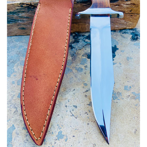 MORTAL SAGA Hand Forged Customized High Quality Bowie Hunting Knife Leather Sheath Full Tang Stainless Steel Blade Serrated Edge - Product Image 4
