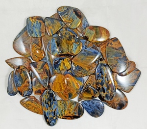 Cabujón de piedra preciosa natural de pietersita multicolor de forma libre con base plana para envolver con alambre, para la fabricación de joyas y colgantes. - Product Image 6