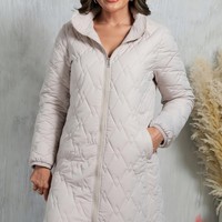 Veste longue matelassée vintage pour femme, à capuche, en polyester, isolée, zippée, pour l'hiver, avec un design classique