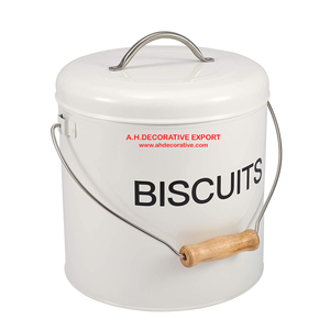 Retro Off-Whites Metal Cookie Jar with Airtight Stainless Steel <b>Lid</b> Vintage Farmhouse Style Biscuit Storage Tin Kitchenware Jars - Product Image 5