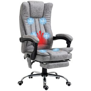 Sedia da Ufficio Reclinabile con Massaggio e Calore, Poggiatesta Alto, 6 Punti di Massaggio, Altezza Regolabile, Poggiapiedi Nero per Donne - Product Image 1