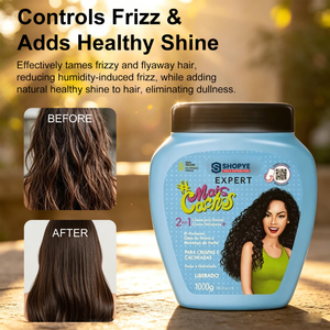 Crème Coiffante Végane Anti-Frisottis pour Cheveux Bouclés Hydratante Démêlante et Hydratante pour Cheveux Frisés et Crépus 2-en-1 Soin Capillaire Sans Rinçage - Product Image 6