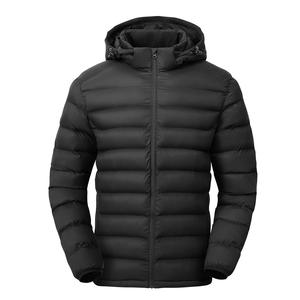 Men's Lightweight Insulated Puffer Jacket Detachable Hood Water-Resistant Casual Winter Coat Hooded Coat Featuring <b>Pattern</b> - Product Image 1