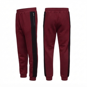 Pantalon de survêtement gris en coton pour garçons avec bandes latérales noires, taille élastique, décontracté, longueur intégrale, pour l'automne - Product Image 4