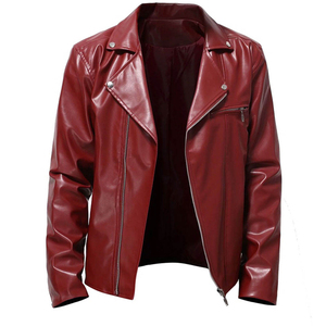 High Quality Wholesale Price Winter Plaid Streetwear Leather Jacket <b>Men</b> Eco-Friendly Windproof New Fashion Vintage Slim Fit - Product Image 1